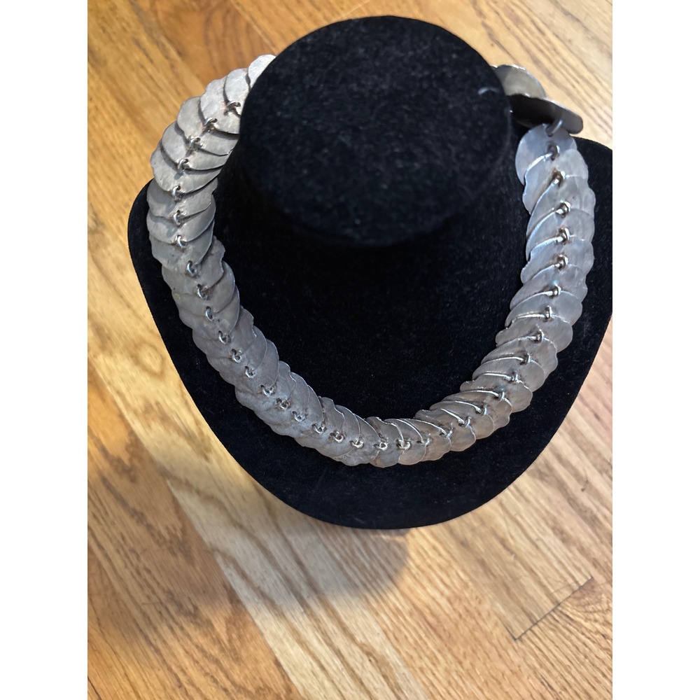 John‎ Iversen Sterling Silver Hammered Disc Necklace Statement